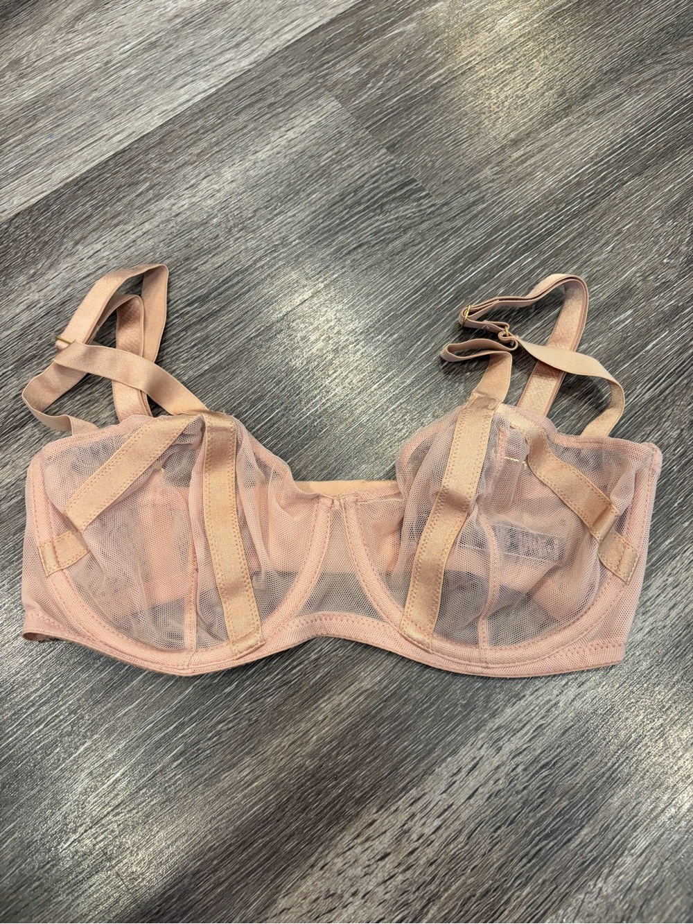 Sheer Nude Balconette Bra - Lightweight Mesh Support